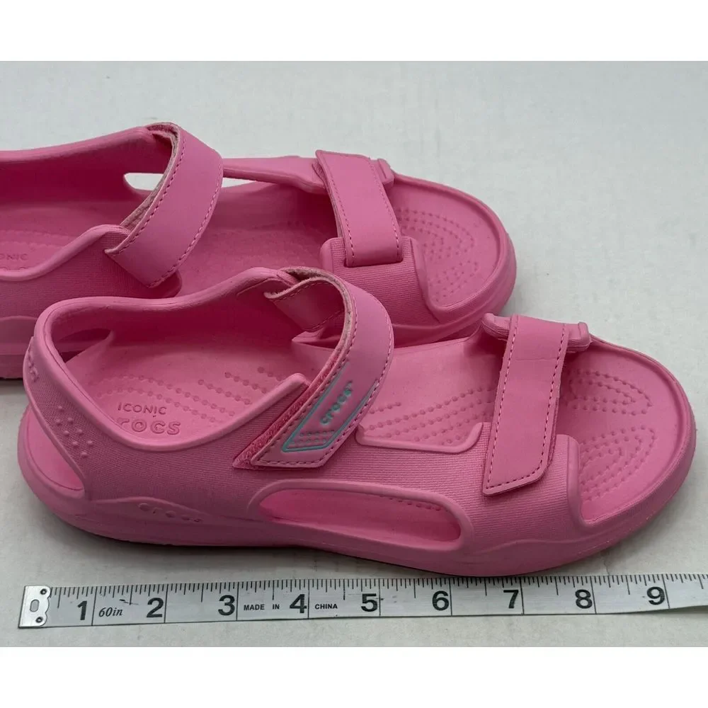 Crocs Youth Sz4 Swiftwater River Expedition PINK  Slip-On Hook Loop Water Sandal
